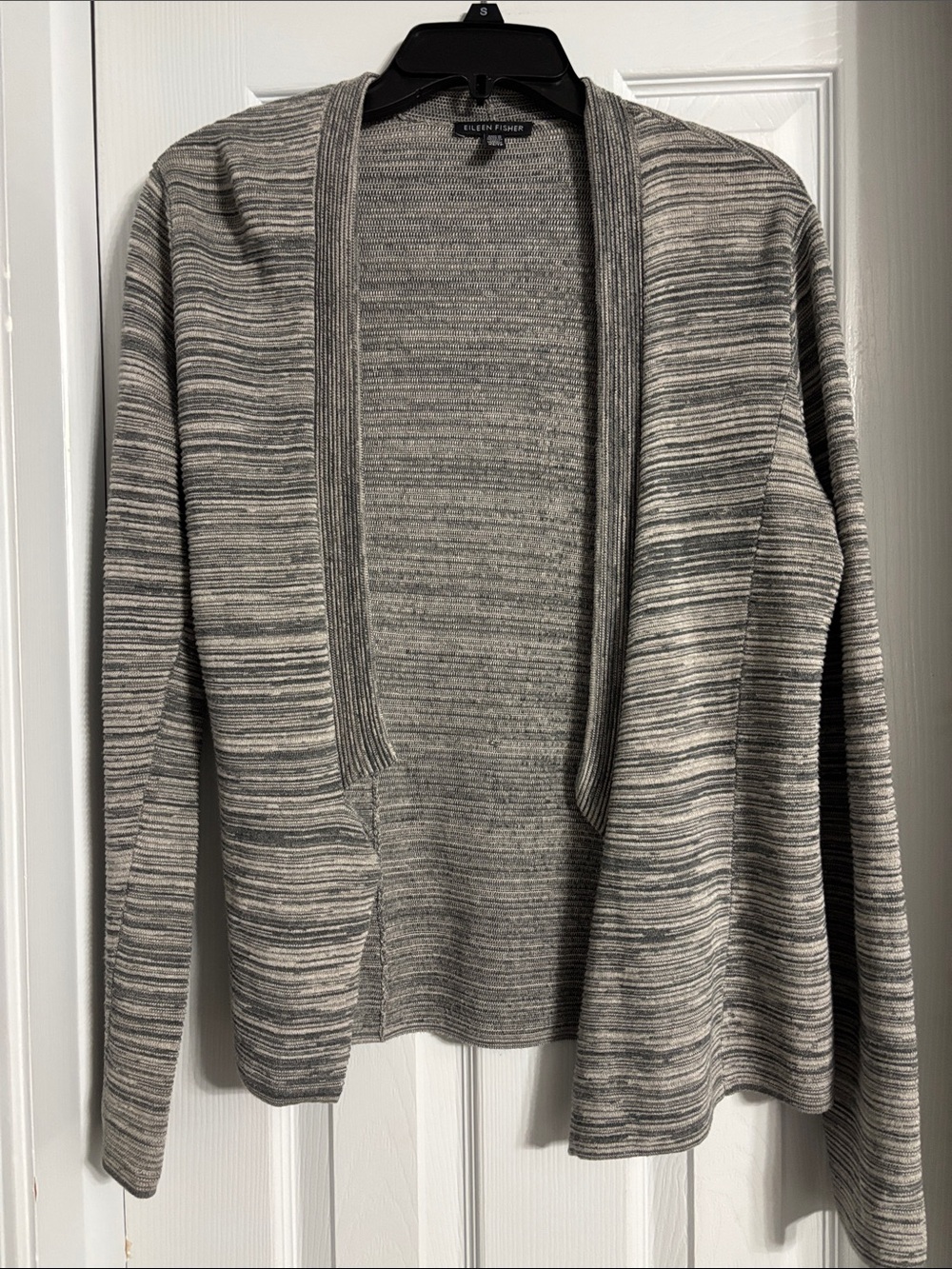 Eileen Fisher Gray Soft Marled Open-Front Slouchy Knit Cardigan Size XS